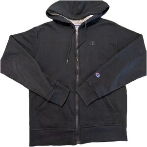 Champion Black Full Zip Hoodie Small Embroidered C Logo